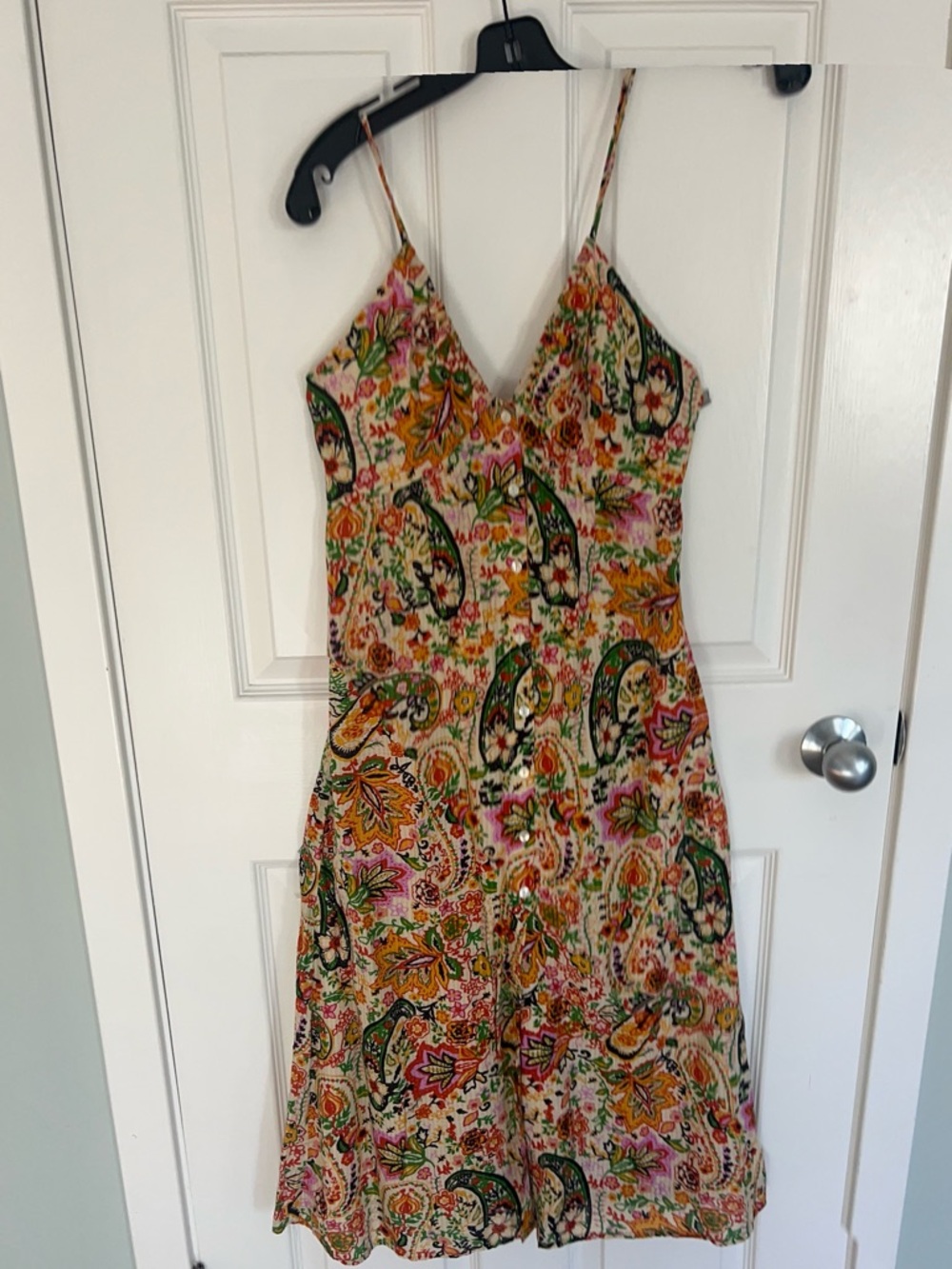 ba&sh Multicolor Paisley Midi Slip Dress with V-Neck